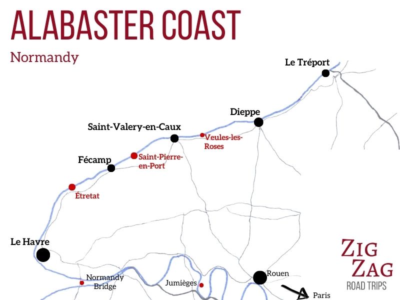 Alabaster coast Normandy map