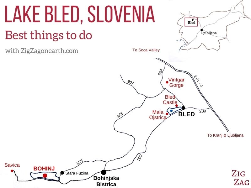Best Things to do at Lake Bled Map