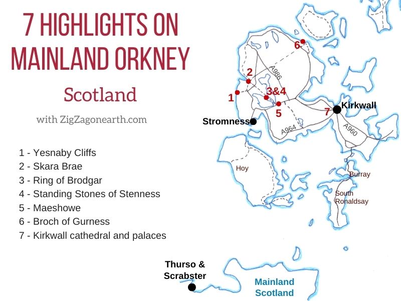 Bästa sakerna att göra i Orkney Map intressepunkter