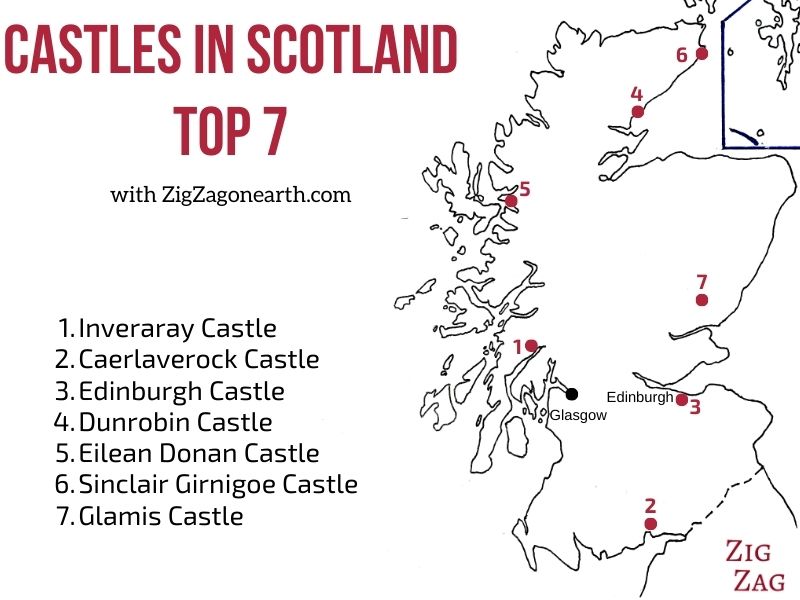 De bedste slotte i Skotland - Kort