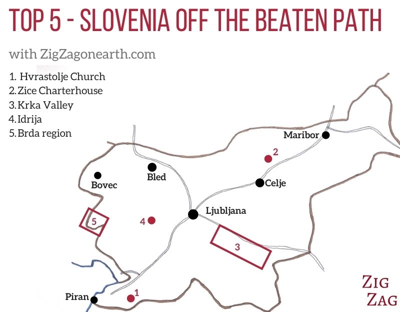 Best places in Slovenia off the beaten path Map