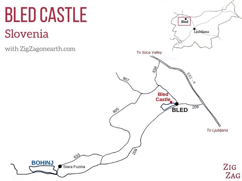 Bled castle location Map