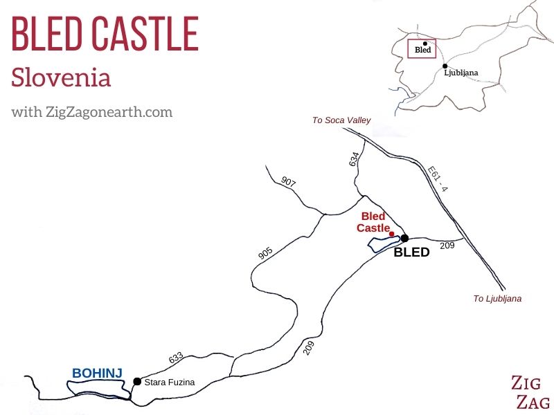 Posizione del Castello di Bled - Mappa