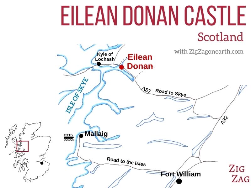 Localização do Castelo de Eilean Donan - Mapa