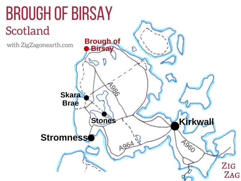 Karta - Läge för Brough of Birsay