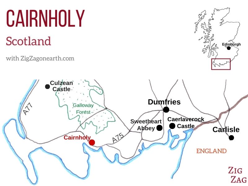 Karta - Cairnholy Skottland Plats