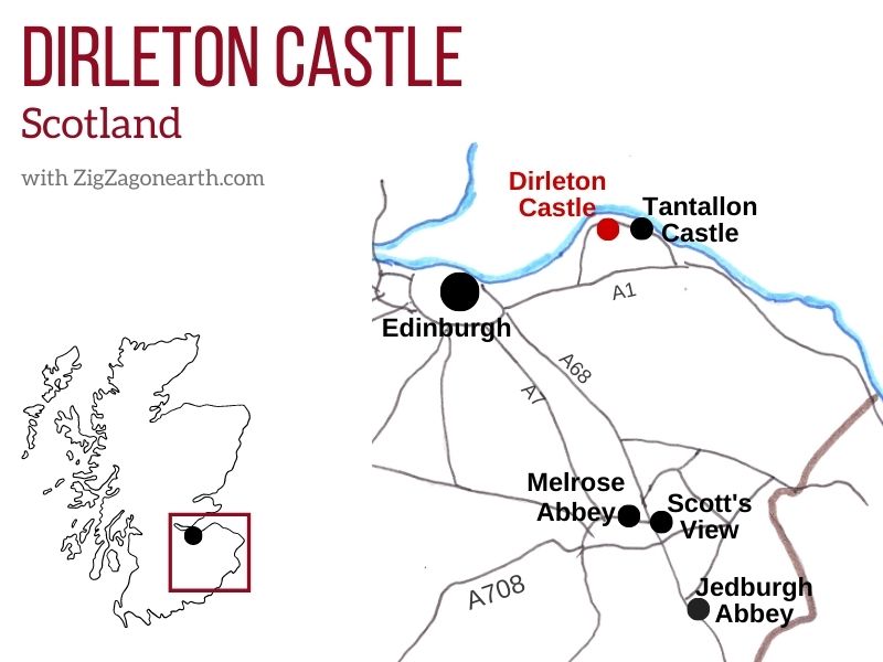 Map Dirleton Castle Scotland Location