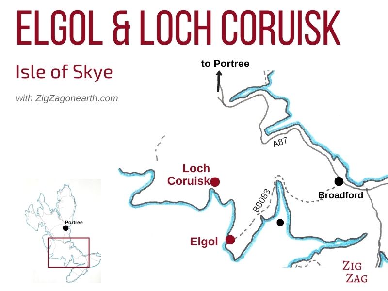Kort - Elgol og Loch Coruisk på Isle of Skye