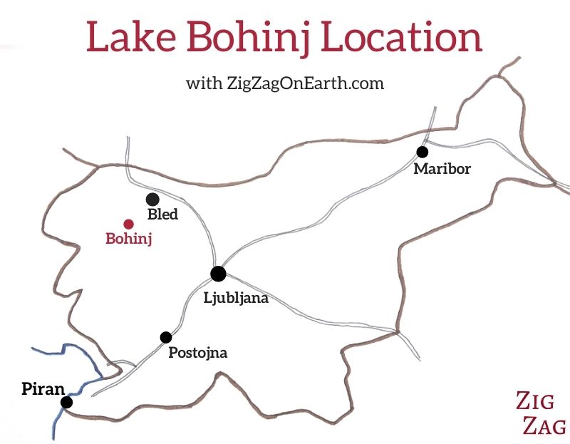 Map Lake Bohinj Location in Slovenia