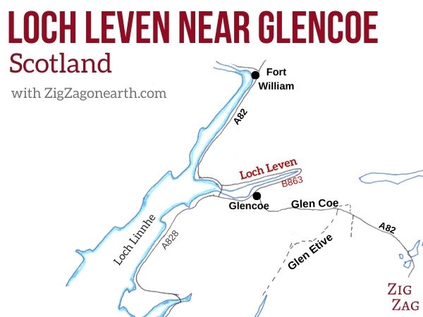 Map Loch Leven Glencoe Scotland