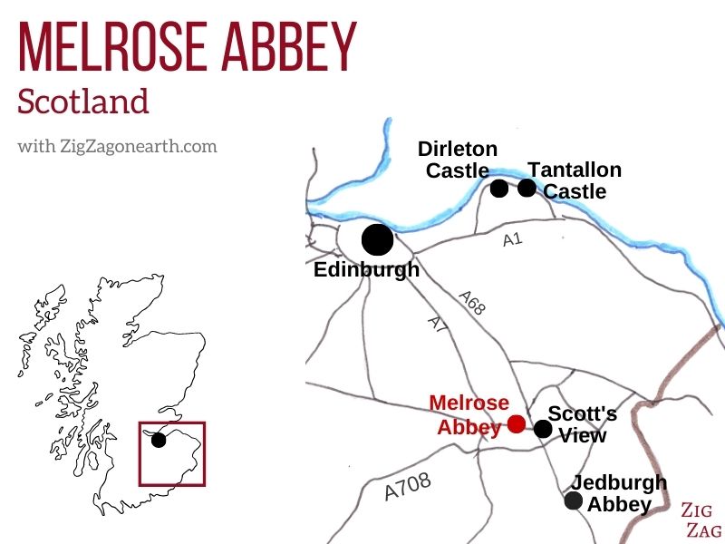 Mappa - Posizione di Abbazia di Melrose