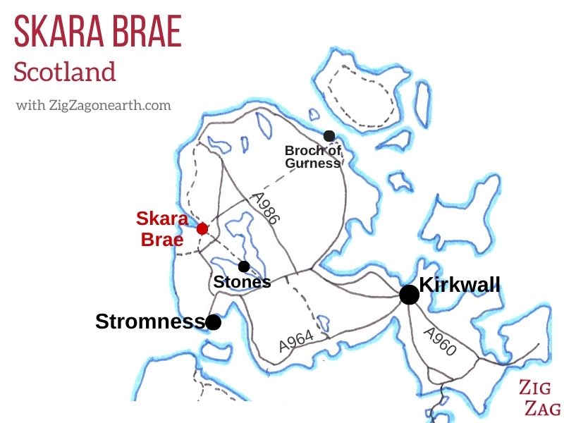 Kaart - Locatie Skara Brae