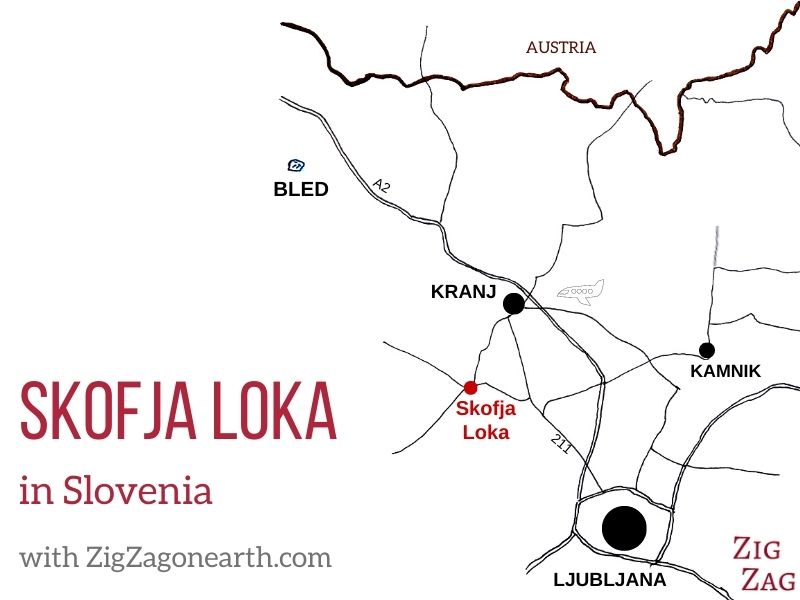 Mapa Skofja Loka Eslovénia Localização