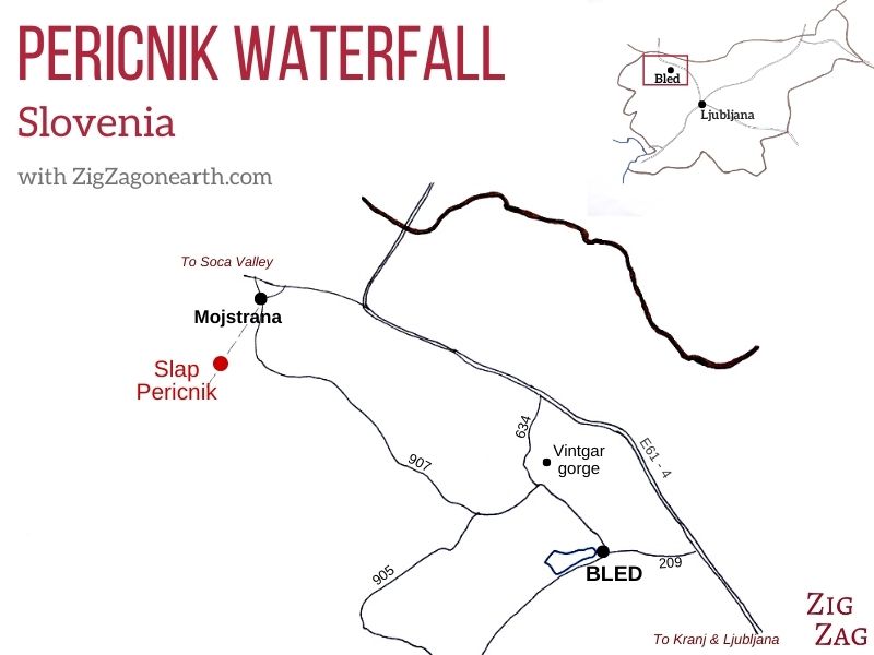 Slap Pericnik Waterfall - Map