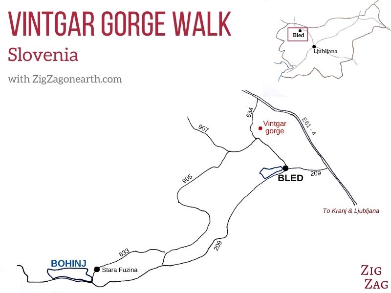 Vintgar Gorge location Map