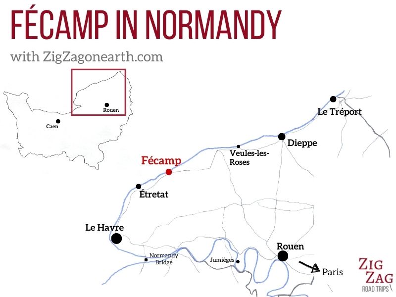 Map Fécamp in Normandy location