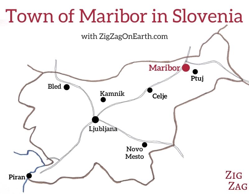 Map Maribor in Slovenia