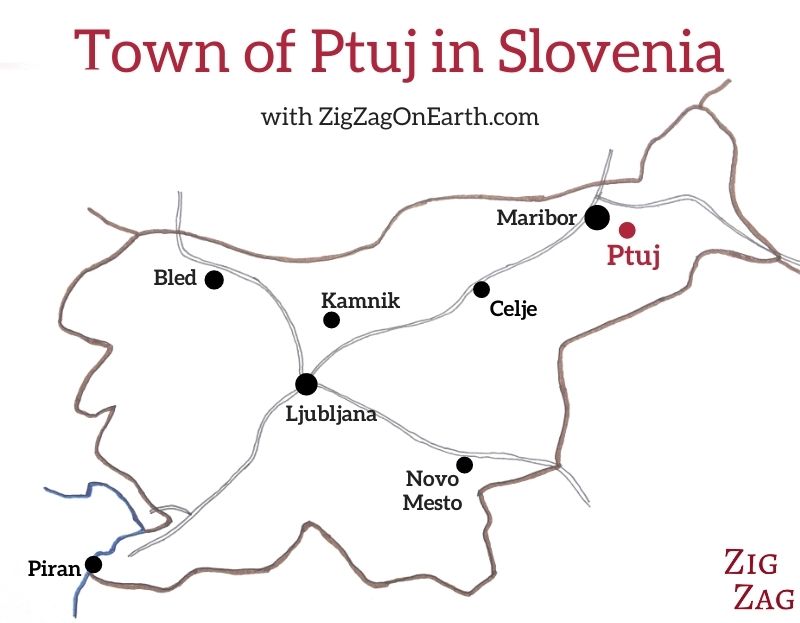 Map - Ptuj in Slovenia - Location