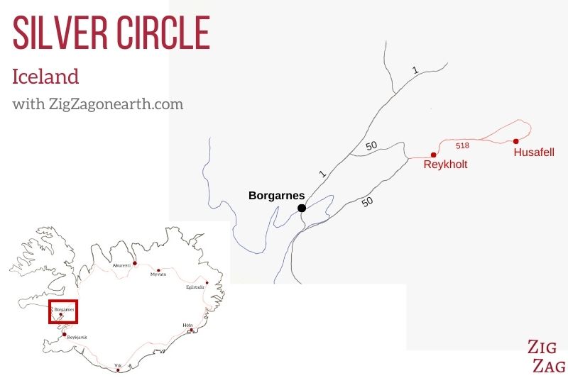 Kaart - Zilveren Cirkel in IJsland - Locatie