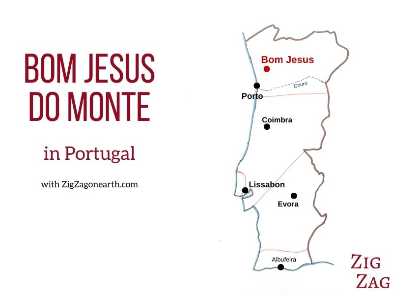 Braga Bom Jesus in Portugal - Kaart van locatie