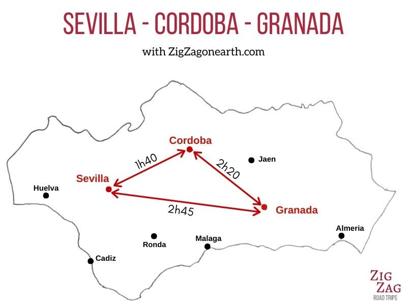 Seville vs Cordoba vs Granada andalucia map