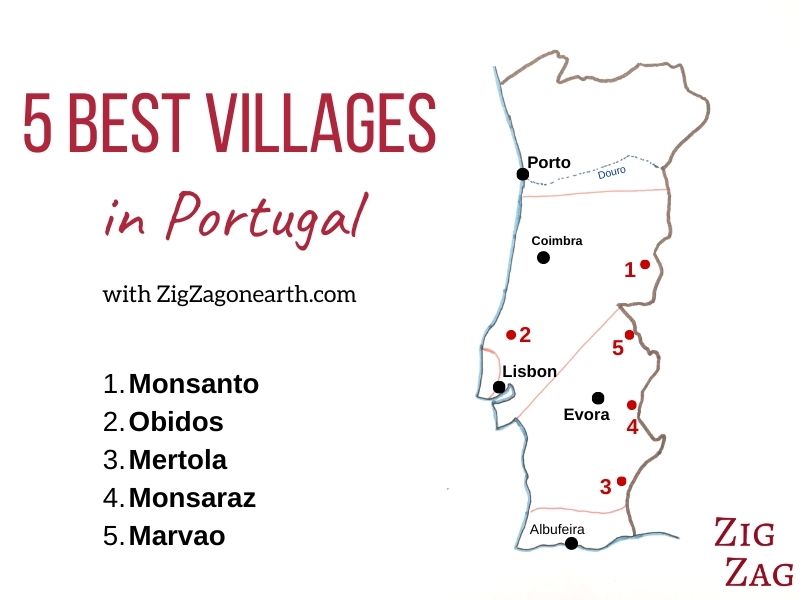 De bästa byarna i Portugal - Karta
