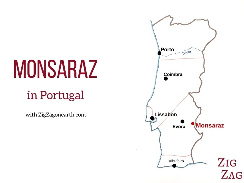 Monsaraz Portugal - Kort over placering