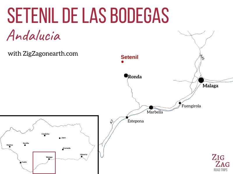 Setenil de las Bodegas in Andalucia - Map of location