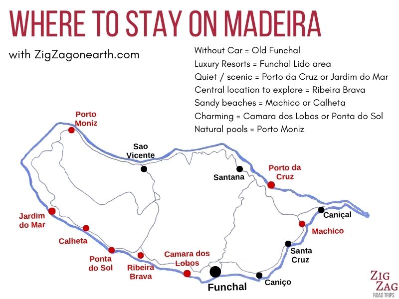 Onde ficar na Madeira - Mapa