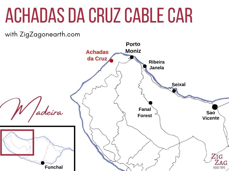Karta Achadas da Cruz Linbana Madeira - Plats