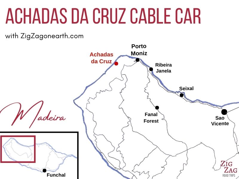 Mapa Teleférico das Achadas da Cruz Madeira - Localização