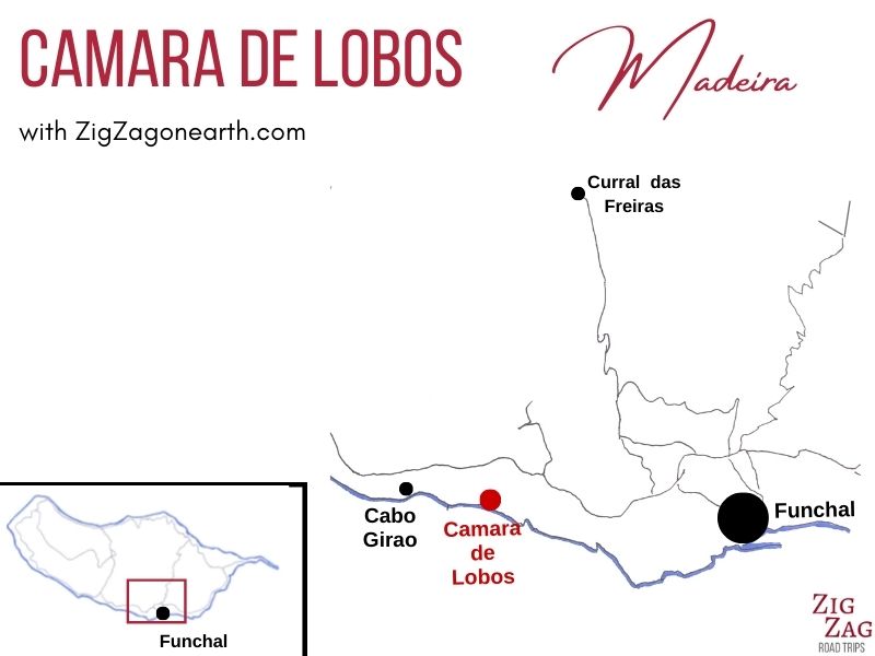 Karta Camara de Lobos Madeira - läge