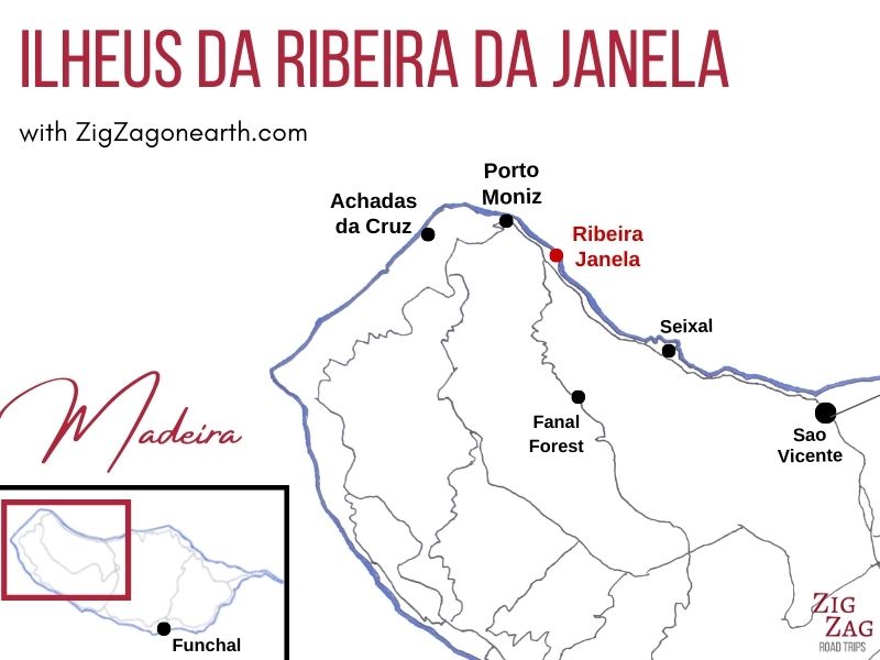 Kort over Ribeira da Janela Madeiras beliggenhed