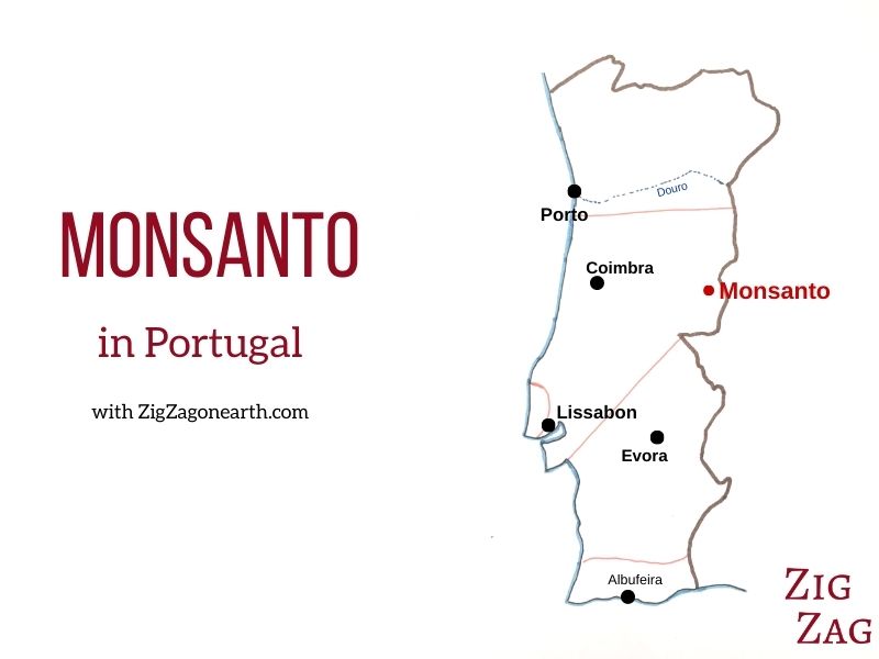 Kaart van dorp Monsanto Portugal - Locatie