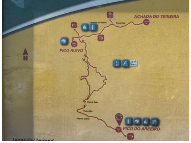 Mapa del sendero PR1 Pico do Arieiro a Pico Ruivo