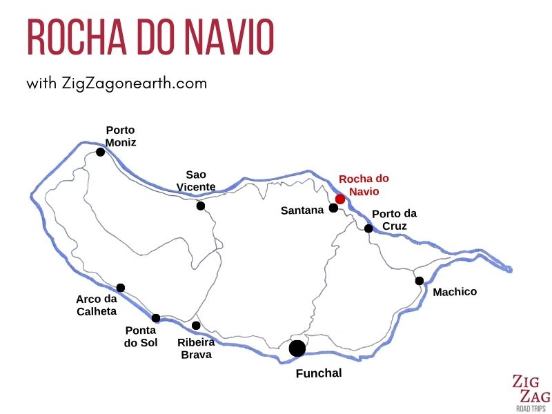 Rocha do Navio Madeira beliggenhed på kort