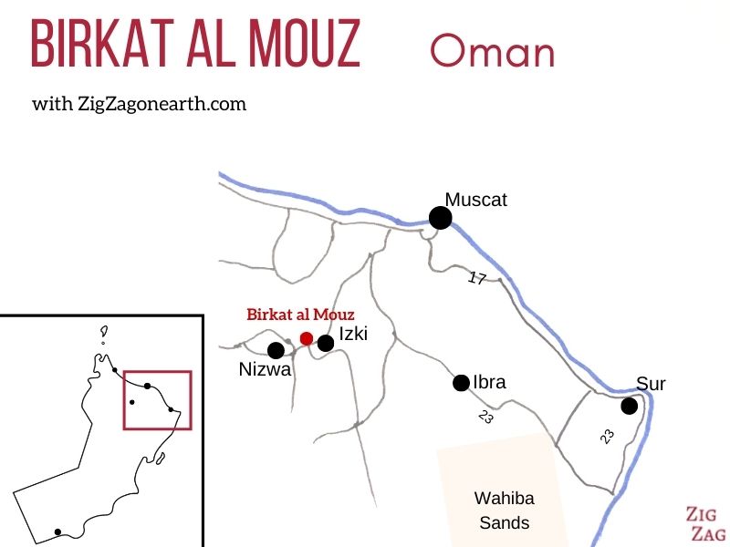 Kort Birkat al Mouz Oman - Beliggenhed