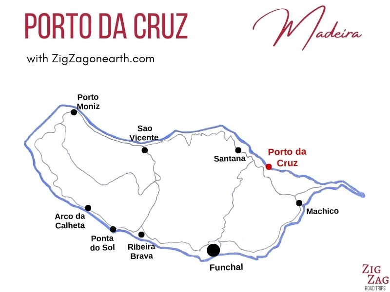 Karta Porto da Cruz på Madeira - läge