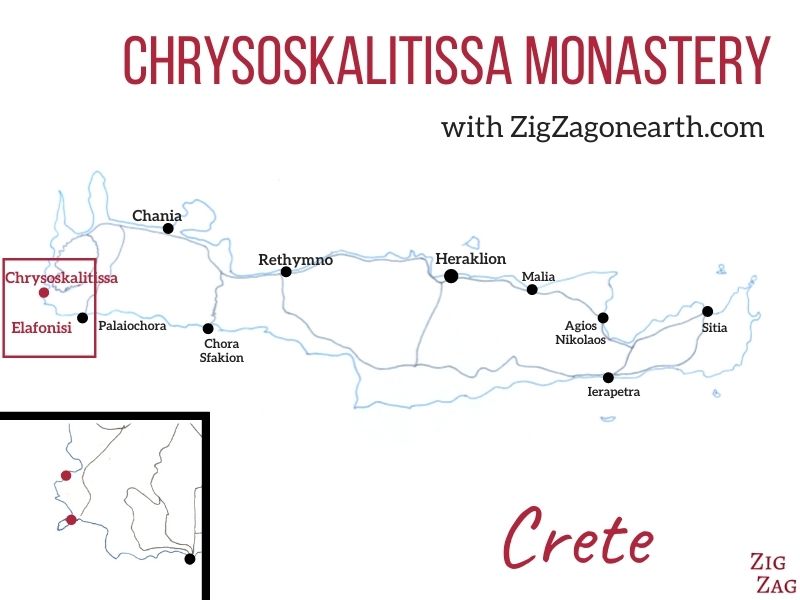 Kort - Chrysoskalitissa Kloster på Kreta - Beliggenhed