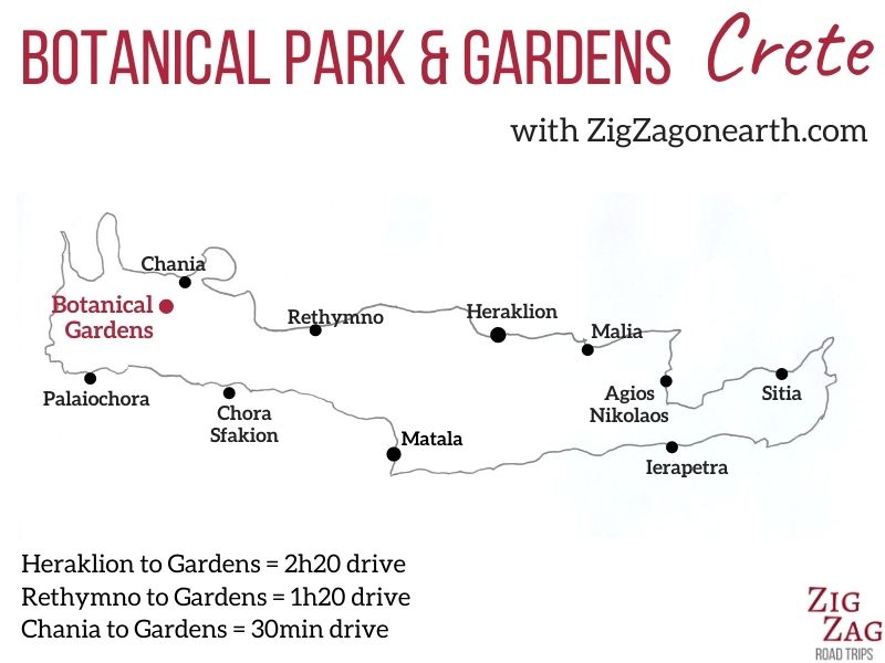 Map Crete Botanical Gardens Chania location