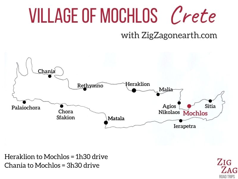 Kort - Landsbyen Mochlos på Kreta - Beliggenhed