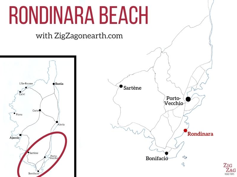 Beach Rondinara Corsica Map