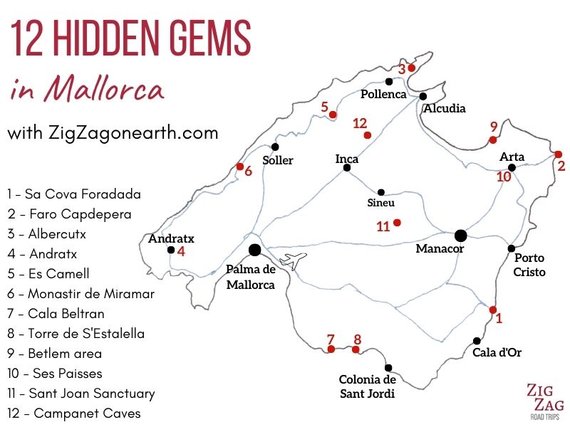 Mapa - As jóias escondidas de Maiorca