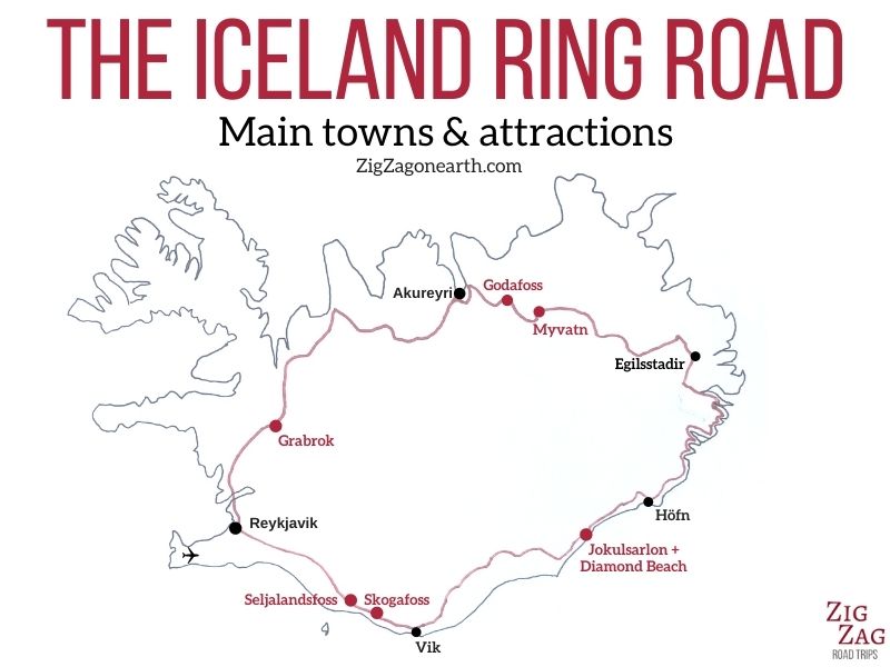 Mapa da Ring Road da Islândia