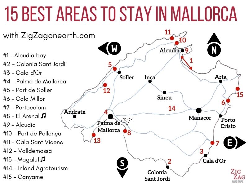 Waar overnachten in Mallorca - Kaart