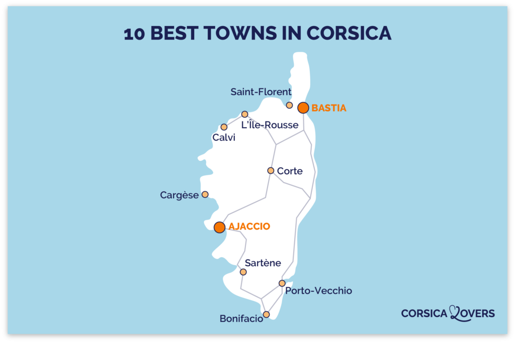 best towns Corsica map