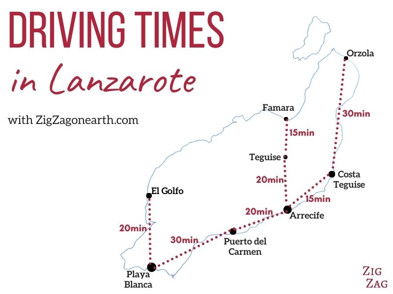 Driving times Lanzarote by car