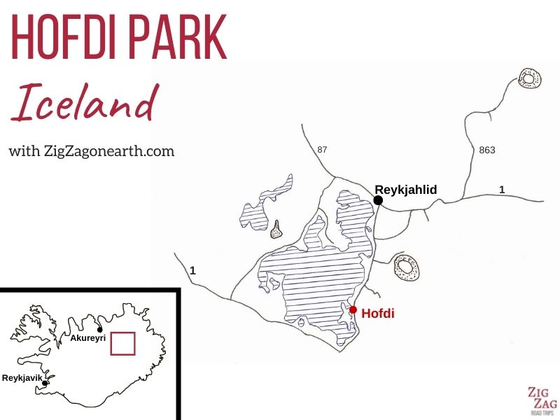 Karta - Hofdi Myvatn på Island