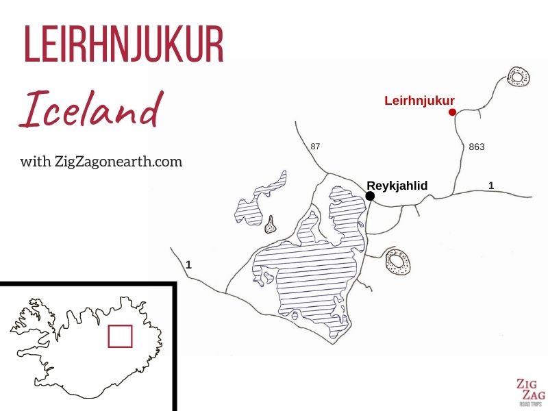 Map Leirhnjukur Iceland lava field