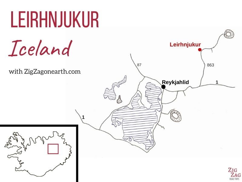 Karta - Leirhnjukur på Island